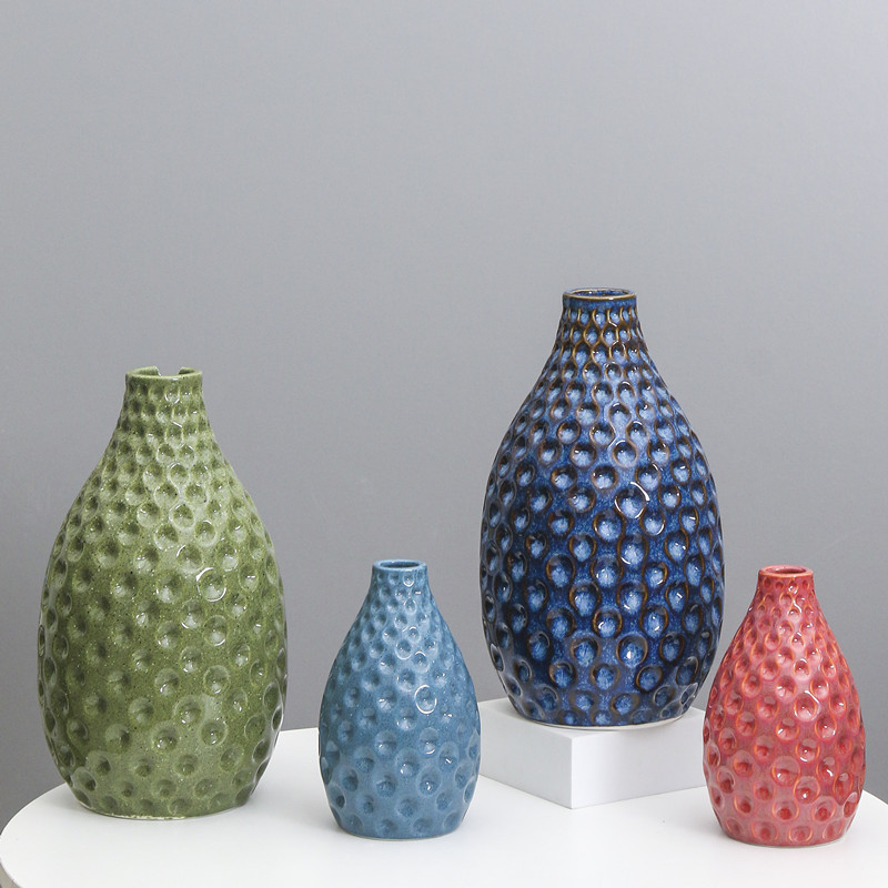 Cerámica creativa Polka Dot arte florero cerámica muebles para el hogar sala de estar decoración simple flor húmeda y seca Comercio exterior Exportación