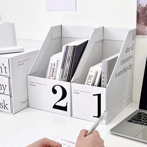 Desktop organization box, paper folding book stand, student documents file holder, office desk archive storage box