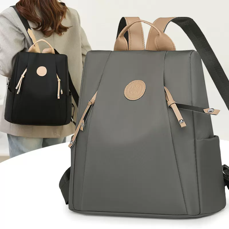 跨境百搭防盗通勤女包大容量尼龙简约双肩包防泼水休闲大学生书包