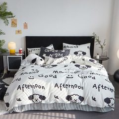 New Ins Style Printed 100% Cotton Quilt Set with Four Pieces (Three Piece Set, Single Pillowcase, Bed Sheet, Bedskirt) - Factory Wholesale