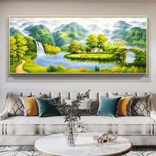 新中式发财树客厅装饰画聚宝盆风水挂画风景油画山水画沙发墙壁画