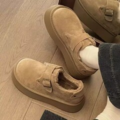厚底雪地靴女加绒加厚2025新款冬季保暖女鞋勃肯鞋美拉德毛毛棉鞋
