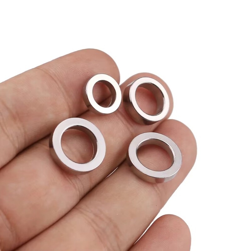 ステンレス製の丸い大穴ビーズ、間隔ビーズ、DIYジュエリー製作、卸売アクセサリー|undefined