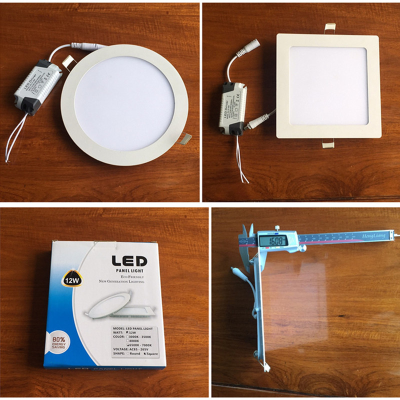 Lámpara de panel LED totalmente blanca incrustada downlight de techo lámpara de agujero ultra delgada cuadrada redonda montaje oscuro led lámpara de panel