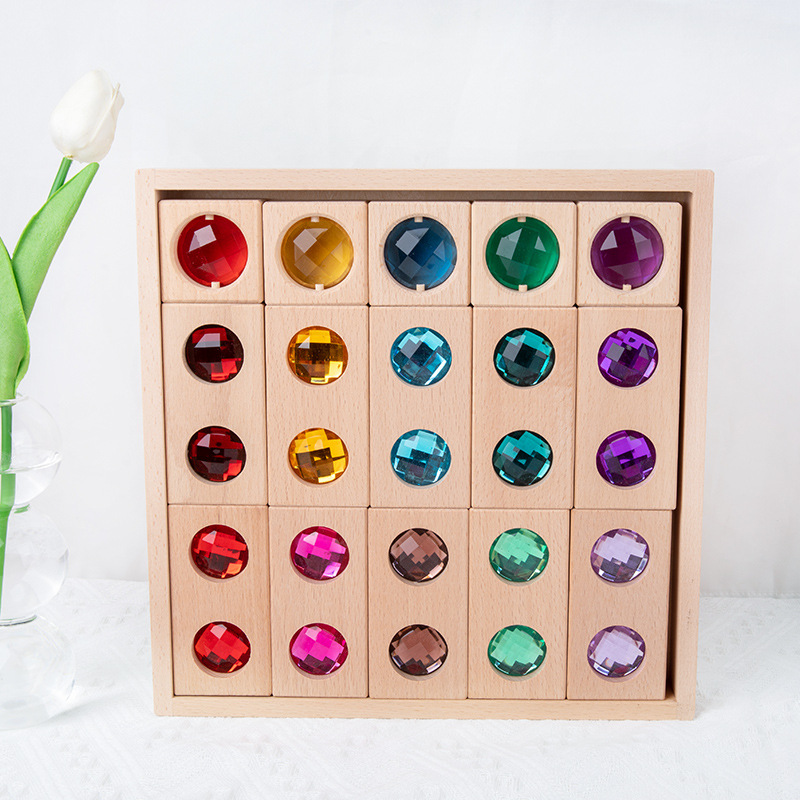 Acrílico 100 Arco Iris gema transparente bloques de construcción gran cubo partículas montaje bebé juguetes educación temprana