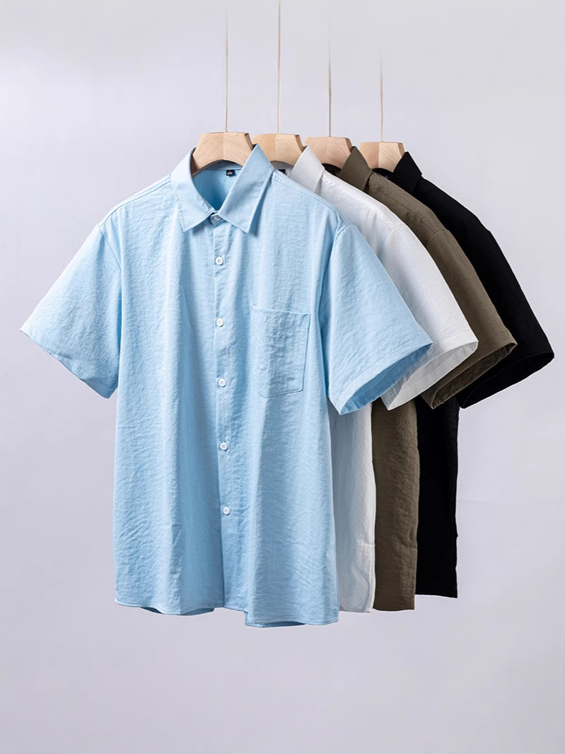 Verano nuevo estilo japonés casual camisa de manga corta camisa suelta para hombres camisa de verano para estudiantes blusa lisa todo fósforo