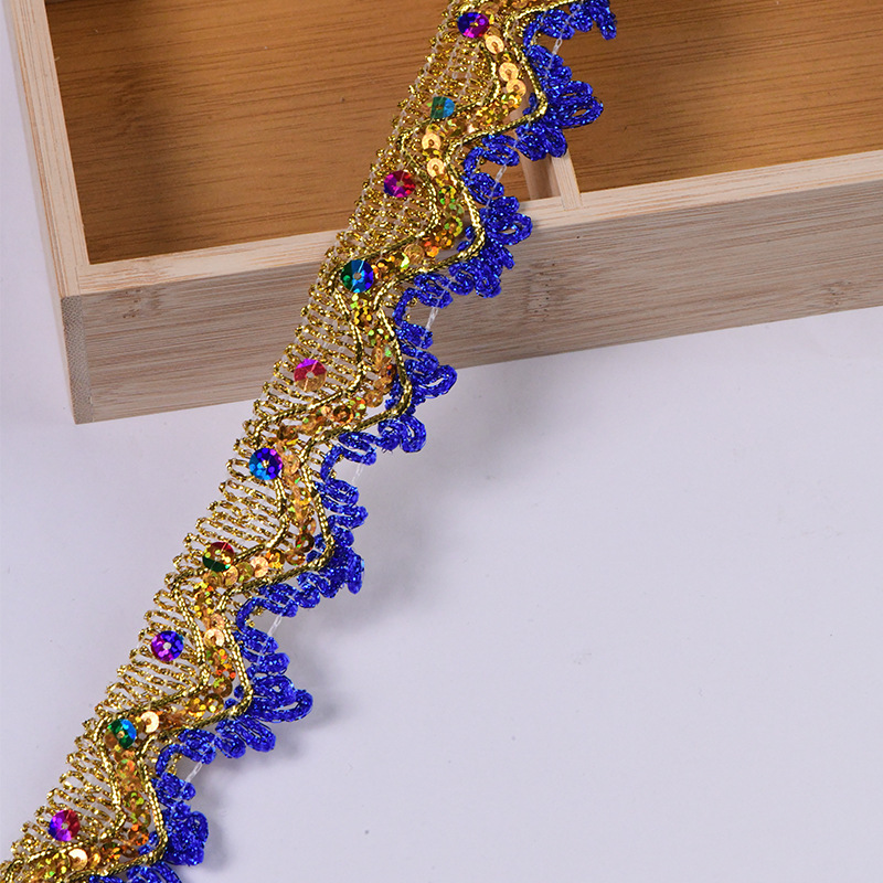 Venta directa de fábrica spot oro y plata lentejuelas encaje ropa accesorios de encaje encaje tres flores encaje