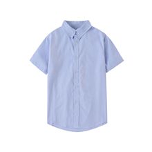 儿童园服英伦风千鸟格蓝色 小学生夏季校服短袖衬衣学院派