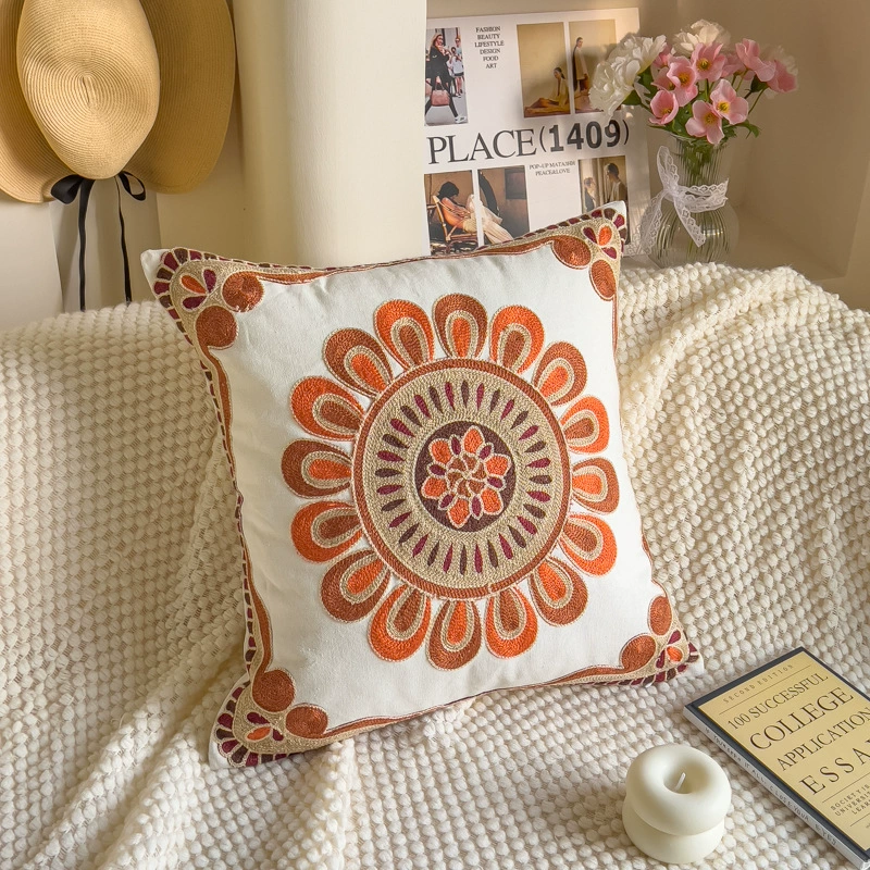 Towel, cloth for bed, tape, sofa, pillow, flowered, with embroidery