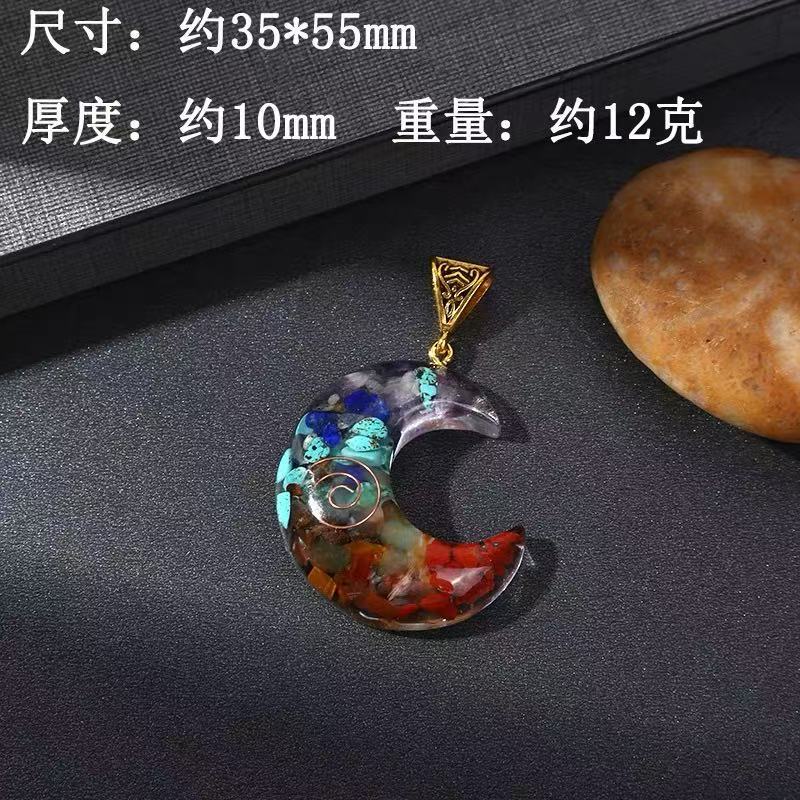 Colorido collar de grava resina de plástico envuelto en piedra natural colgante fábrica transfronteriza transmisión en vivo Amazon Supply