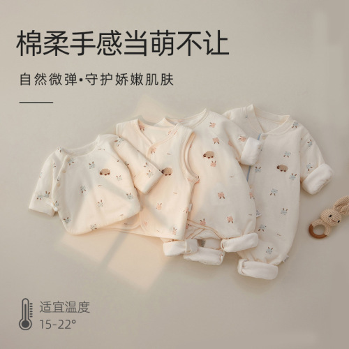 Baby one-piece clothespin cotton autumn and winter long-sleeved harem thin cotton baby clothes autumn crawling clothes newborn baby clothes