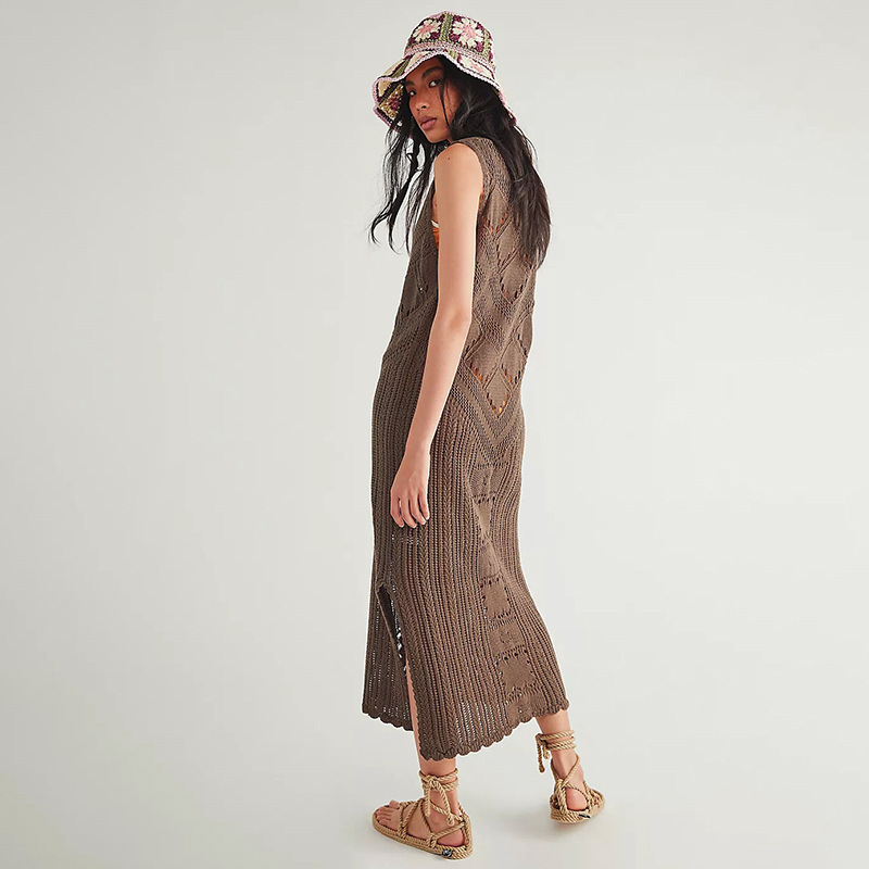 Nuevo chaleco europeo y americano punto falda hueco-fuera sexy Playa Sol protección ropa vacaciones bikini blusa traje de baño desgaste exterior mujeres