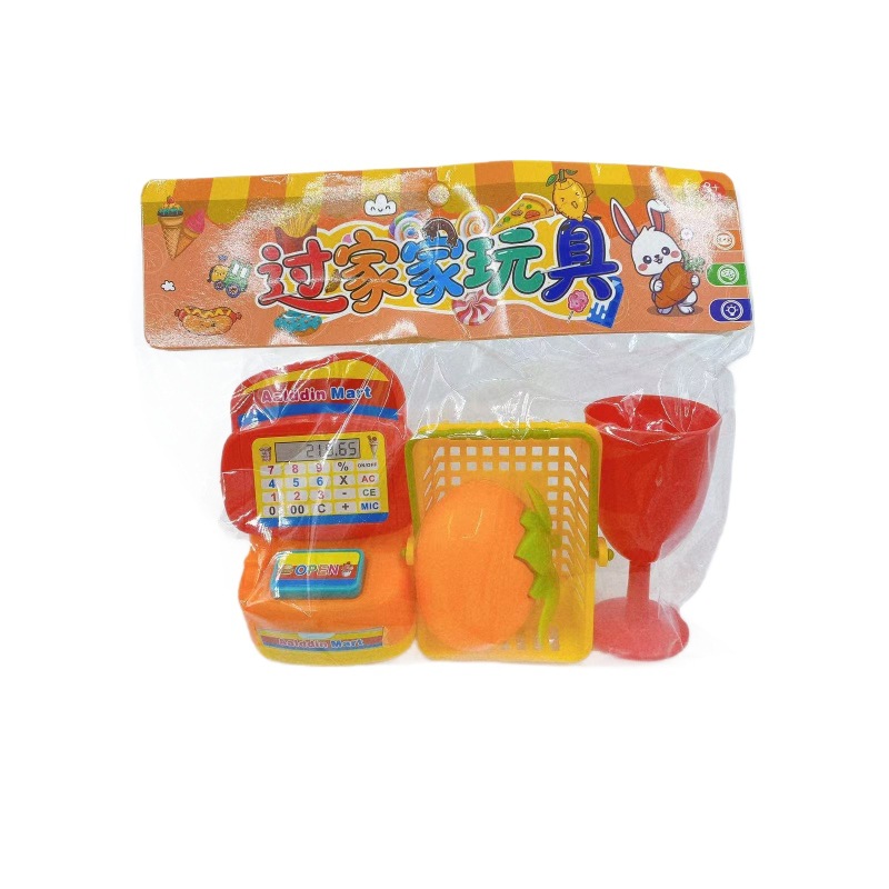 Juguetes para niños en casa simulación de supermercado caja de pago conjunto de frutas DIY 2 yuanes tienda por departamentos al por mayor puestos de mercado