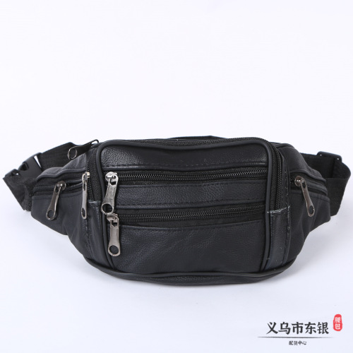 6 Zippered Synthetic Leather Waist Bags, Cross-Body Multifunctional Waterproof Waist Bags for Men, Large Capacity Chest Bags for Street Vendors