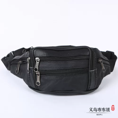 6 Zippered Synthetic Leather Waist Bags, Cross-Body Multifunctional Waterproof Waist Bags for Men, Large Capacity Chest Bags for Street Vendors