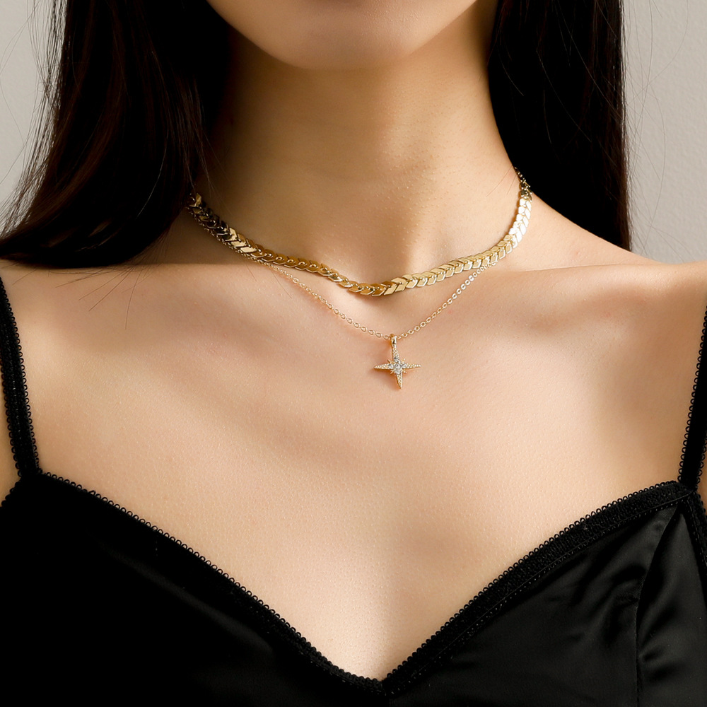 Simple Style Star Metal Plating Rhinestone Necklace