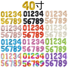 40寸仿美铝膜数字气球儿童生日宴会派对场景布置背景装饰拍照道具