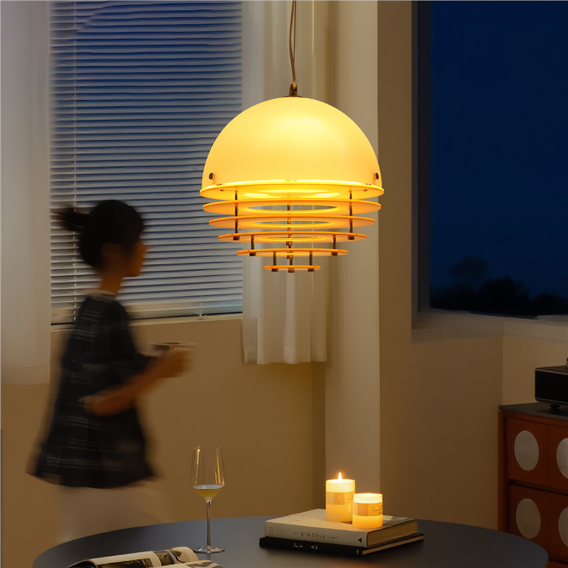 Sunset Orange Restaurant Chandelier Bauhaus Designer Niche Bar Island Retro Cozy Atmosphere Lighting Vintage