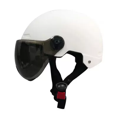Motosiklet kaskı (dəbilqə) — sun protection cute half helmet - pure-white-matte-sunscreen-childrens-a3c-certification-milk-dragon-stickers