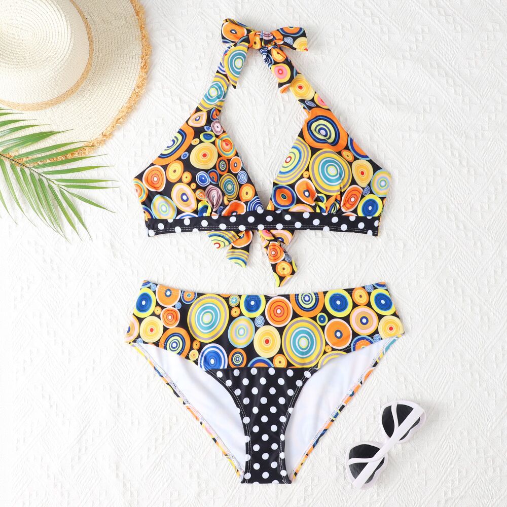 Sexy Bikini Set Mit Hohem Bund Und Muster Für Damen - Bademode_voghion.com