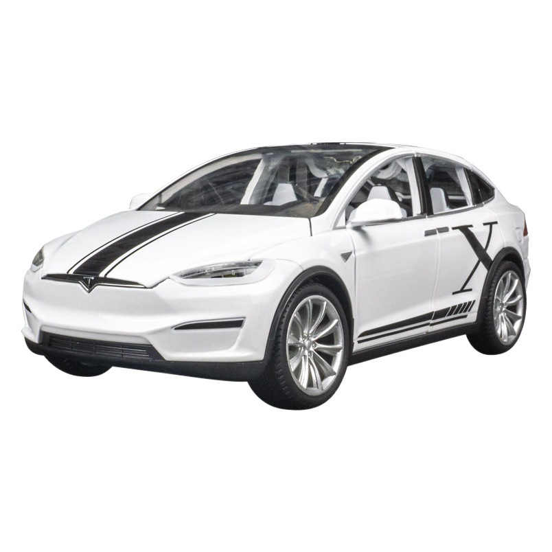 Jianyuan aleación 1:24 Tesla modelX nuevo modelo de coche de energía Tire hacia atrás con sonido y modelo de coche de juguete ligero