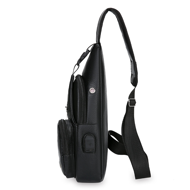 Chest Bag Men's Shoulder Crossbody Bag Data Cable Sports Casual Small Crossbody Bag Backpack Men's Bag Portable Shoulder Bag