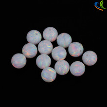 现货OP17白澳宝球形圆珠 合成opal欧泊珠子蛋白石半孔全孔diy散珠