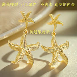 海星耳环欧美跨境复古简约海洋不锈钢首饰时尚气质轻奢高级感饰品