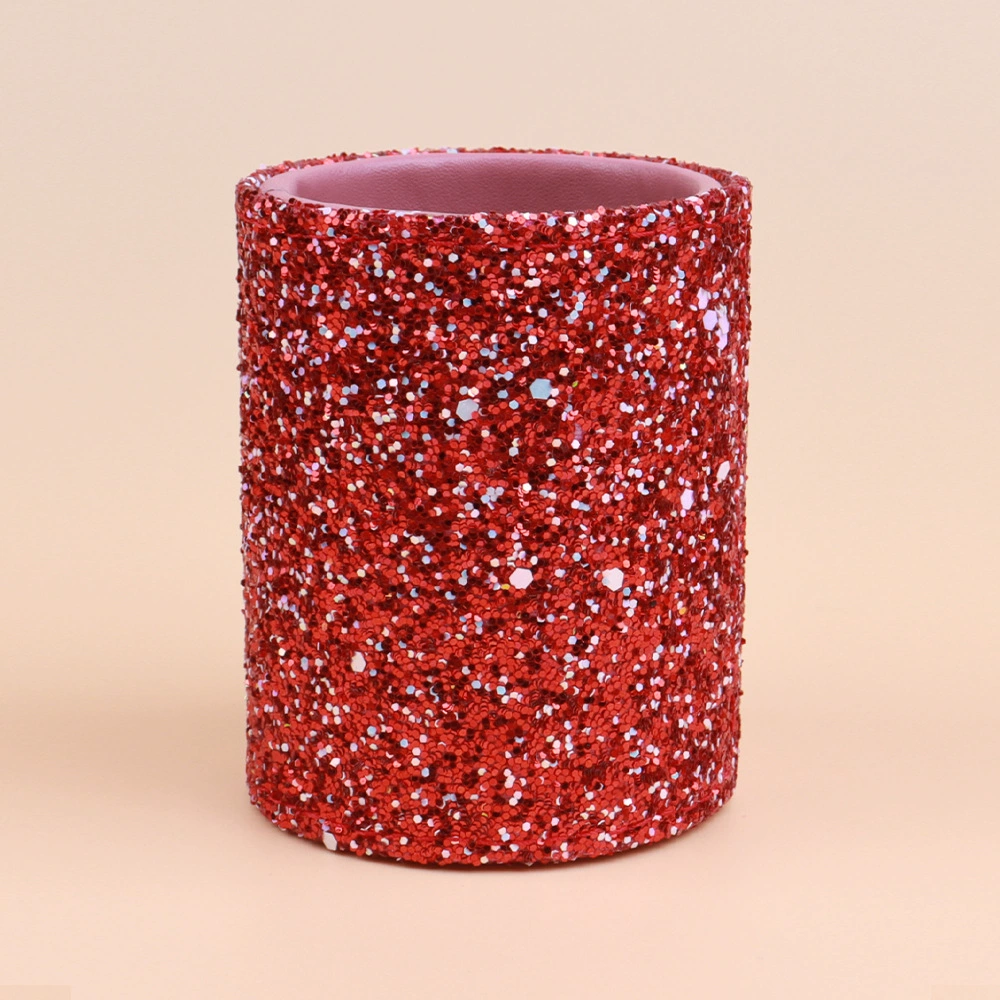 Makeup Brush Storage Cup, Sequin Exterior, Compact Cosmetic Organizer, 80 g