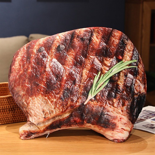 Simulation braised pork sweet and sour pork ribs pillow creative food printing roast chicken steak plush toy spoof custom