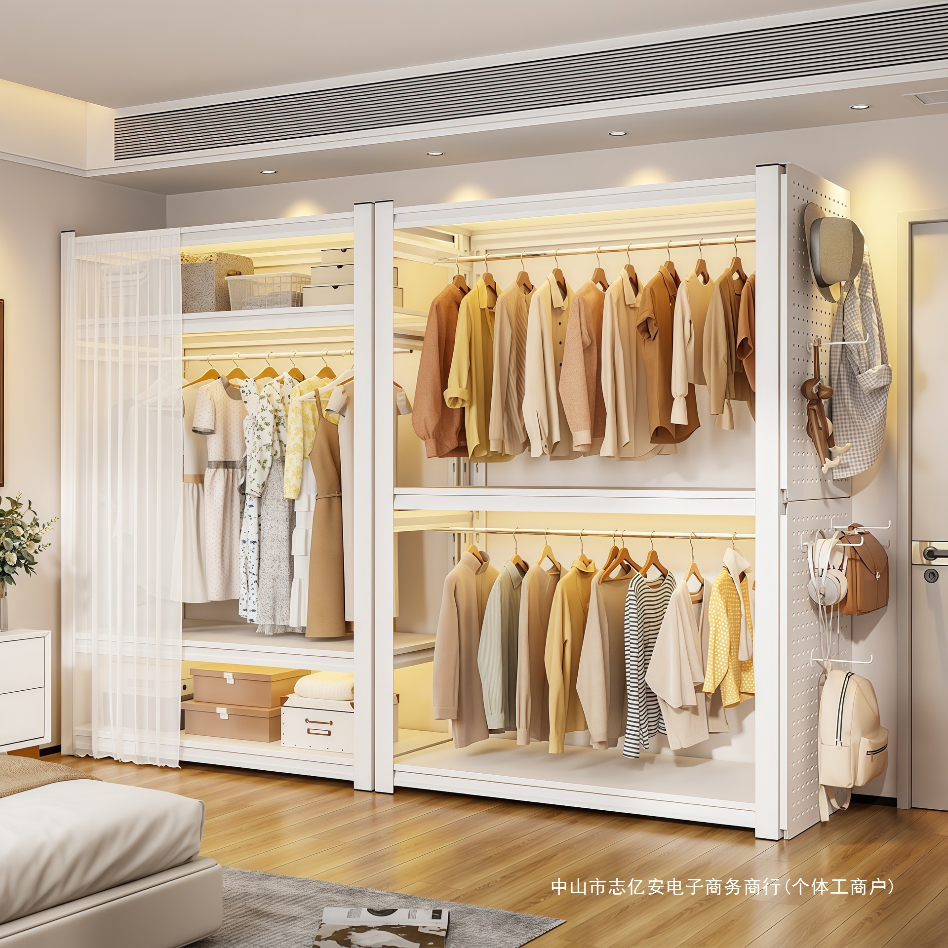 Simple Shelf Wardrobe Home Assembly Bedroom Rental Room Coat Rack Open Clothes Rack Steel Metal Clothes Rack
