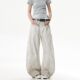 American Style Retro Dirty Dye Inkjet Design Sense White Machete Jeans Men's and Women's New Loose All-match Wide Leg Pants