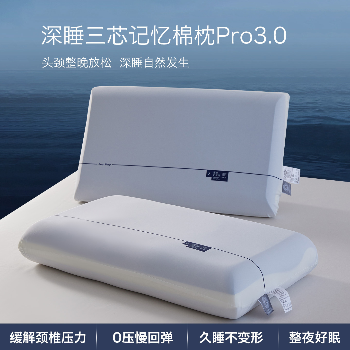 Yd Deep Sleep Memory Pillow Deep Sleep Three-Core Memory Foam Pillow Pro3.0 Hotel-Grade Cervical Support Slow Rebound Pillow Core