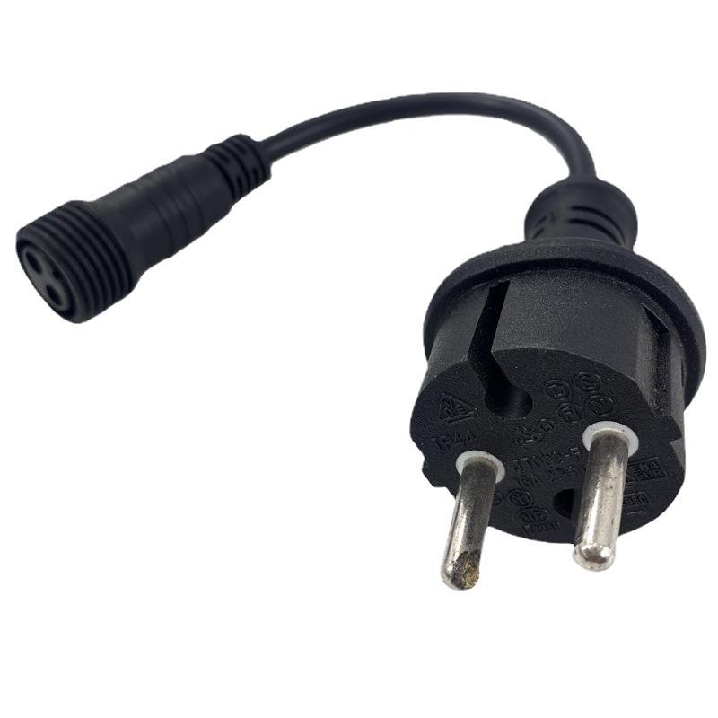 厂家供应 两芯欧标防水插头电源线 欧规IP44防水公母插头延长线