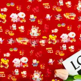 新年纯棉双纱布料手工服装桌布鲜花草莓卡通女孩玛格丽特全棉面料