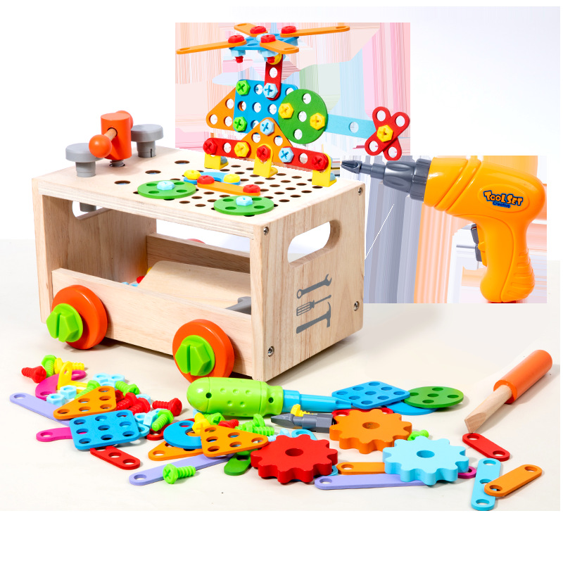 Nueva variedad infantil de madera tuerca de desmontaje combinación herramienta Mesa kindergarten educativo multi-funcional bloques de construcción de juguete