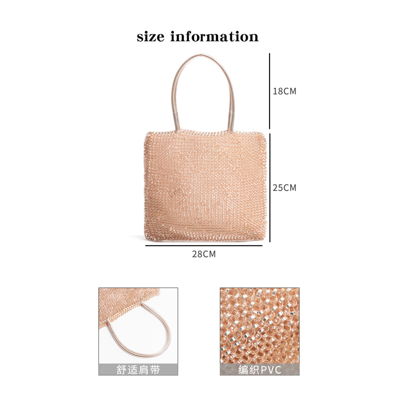 CKKUI銀色バッグ四角いハンドバッグファッションキャンディー色pvc編みバッグファッション