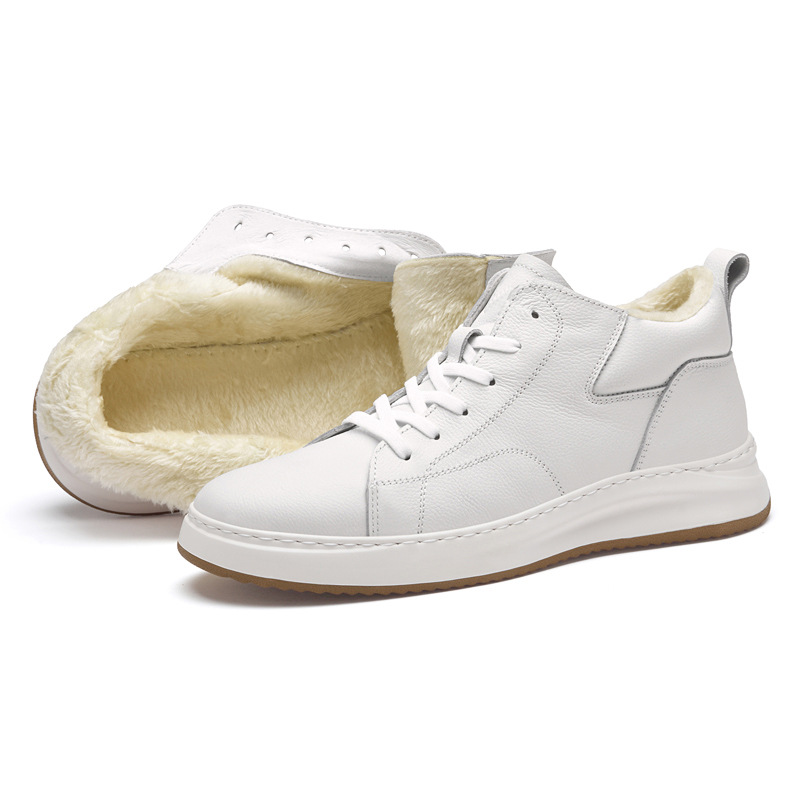 Men's Thick-soled Cowhide Casual Shoes With Warm Plush Lining_voghion.com