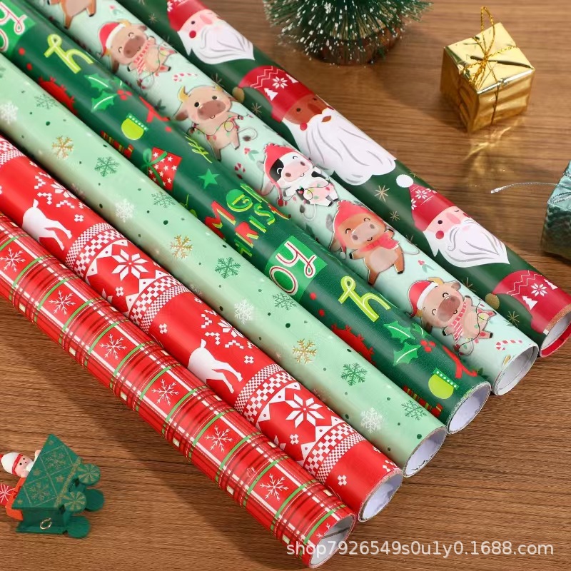 礼品包装纸圣诞纸铜版印刷纸卷源头厂家礼盒礼物