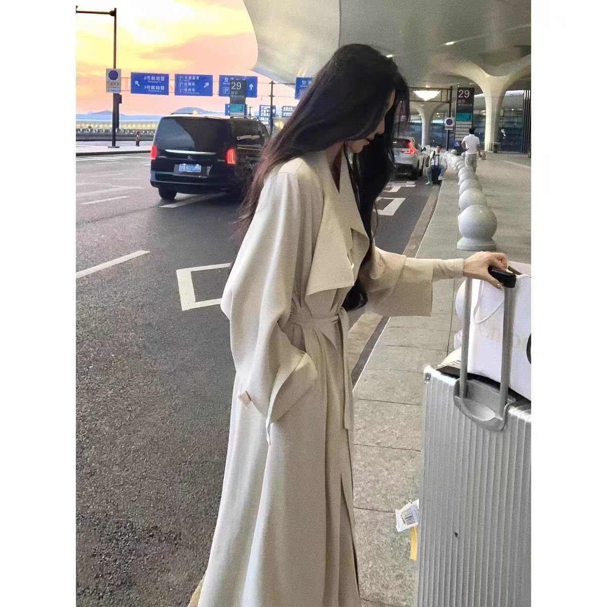 露丝风衣立领长款气质垂感风衣外套女氛围感春秋新款