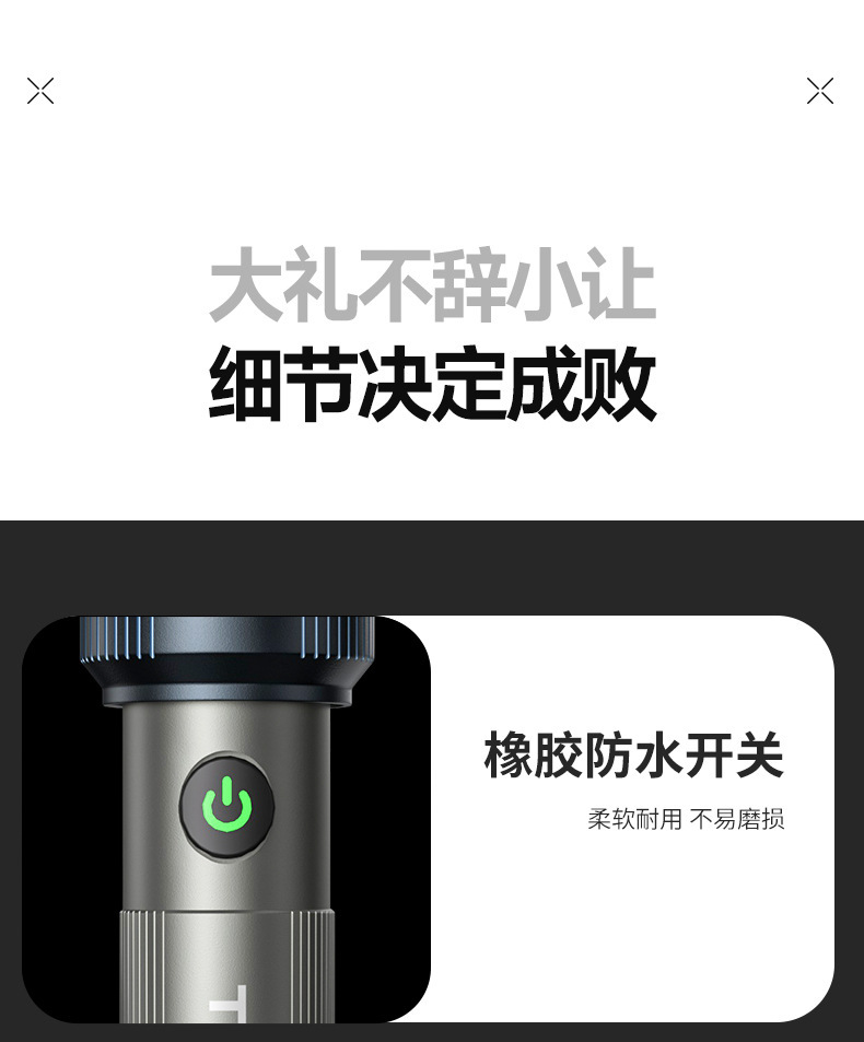 Aluminum Alloy Flashlight, Outdoor Telescopic Zoom, Long Battery Life, High Brightness, Super Strong Light, Long-Range, Rechargeable, Portable, Home Lighting