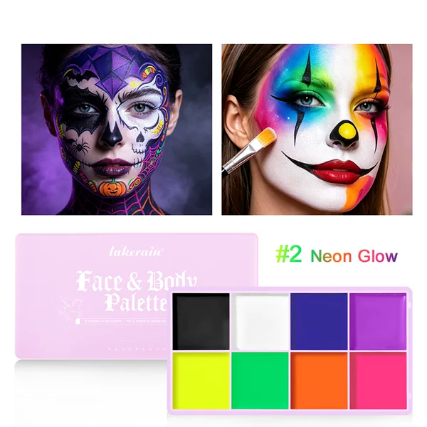lakerain eight-color body makeup palette, face painting palette, Halloween DIY fluorescent face paint palette