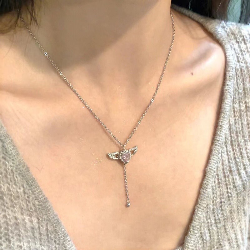蝶結びの水滴のペンダントの少女の心の愛の小清新はダイヤモンドの贈り物を入れます。|undefined