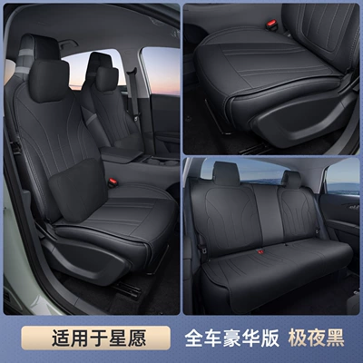 for Geely Star Wish Seat: Seat cushion, seat cover - star-wishes-extreme-night-black-full-car-deluxe-edition-headrest2-lumbar-support2