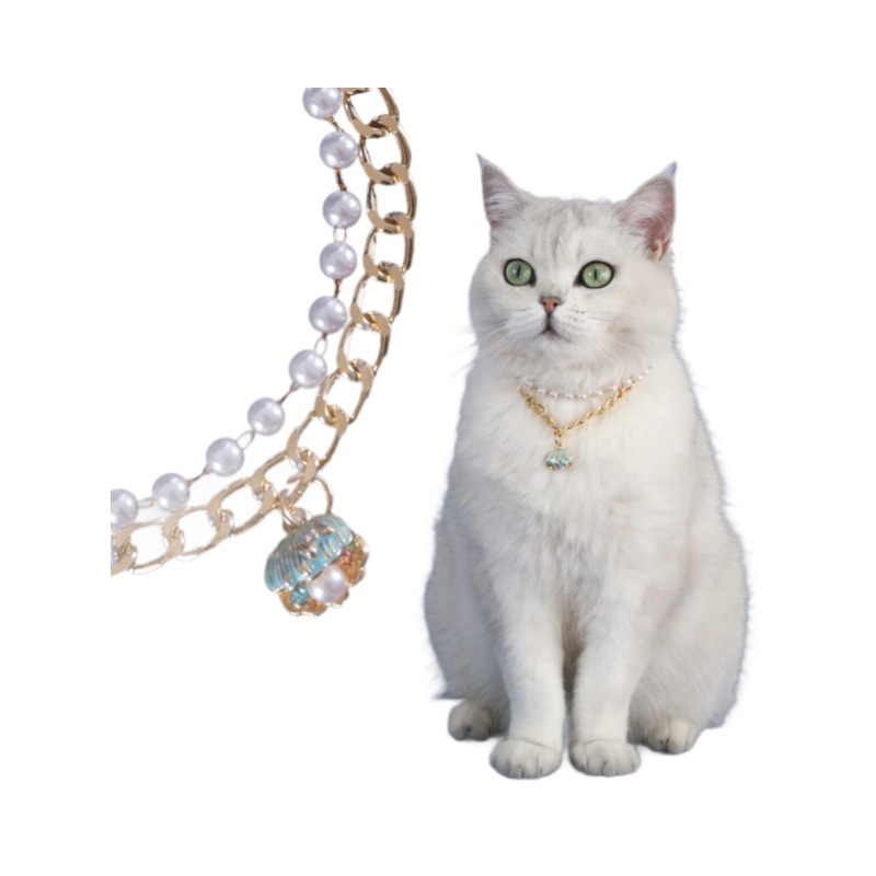 Collar de la serie del océano de la concha de la perla de la mascota, cadena de diamantes de la perla, gato, perro, princesa, collar de concha de color