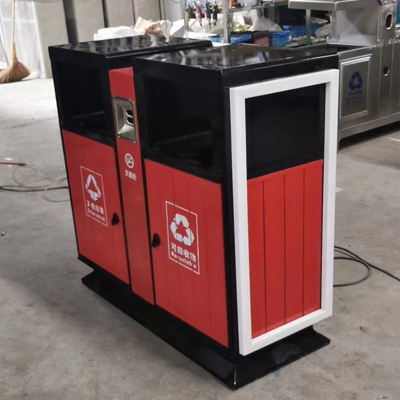 钢木垃圾桶果皮箱不锈钢环卫分类桶小区广场人行道垃圾箱镀锌加厚