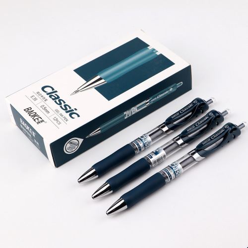 Boock E35 push-button neutral pen, blue-black, doctor's prescription pen, 0.5mm, push-button medical and office spring pen