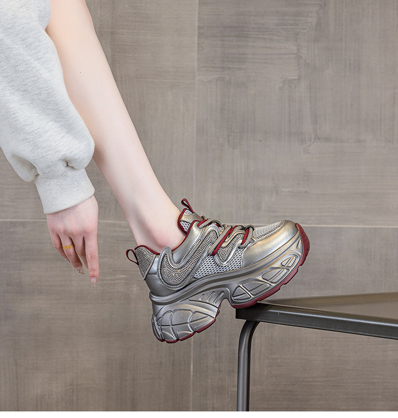 Giày sneaker nữ chunky đế dày tăng chiều cao phong cách hot girl mùa xuân 2026 — M2807 màu be, M2807 màu bạc, M2807 màu đen, M2807 Màu tím chi tiết 27