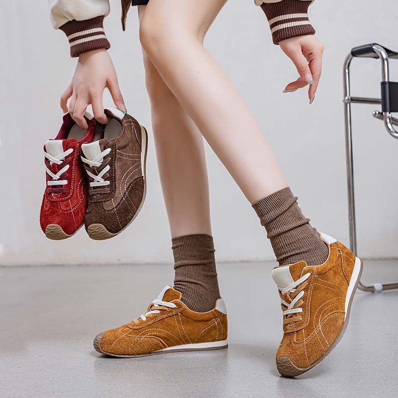 3210美拉德防滑德训鞋女2025秋季新款低帮真皮百搭休闲运动阿甘鞋