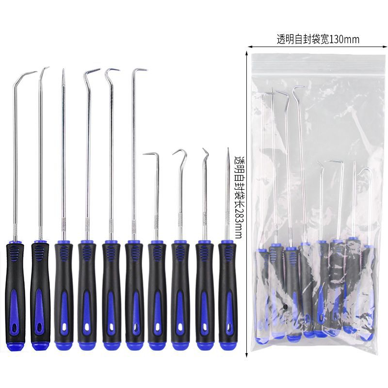 진한 파란색 손잡이 은색 막대 10개 세트(투명 가방) 보호 커버 포함